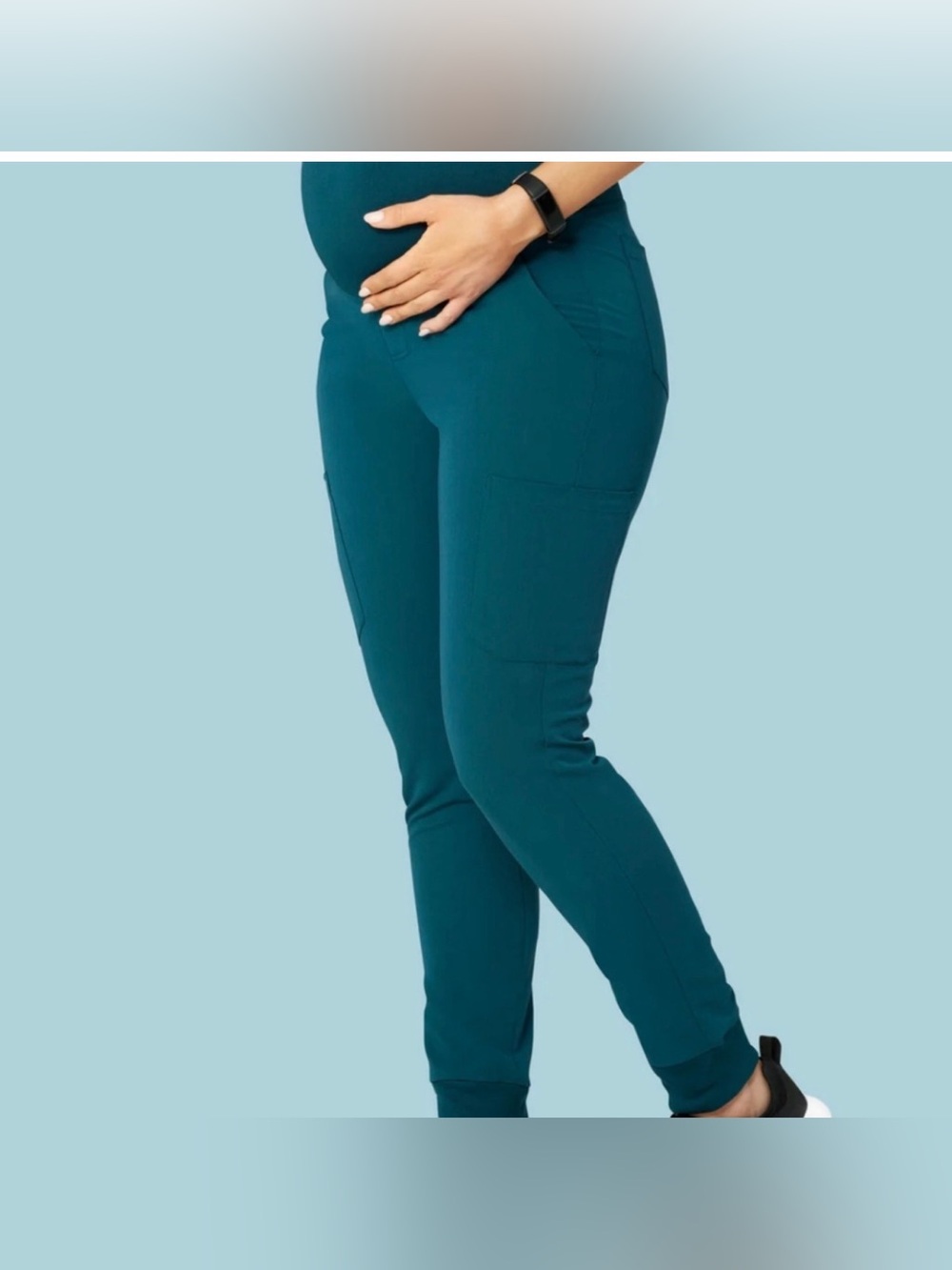 Mandala Maternity scrub pants jogger Large Caribbean blue nurse medical scrubs